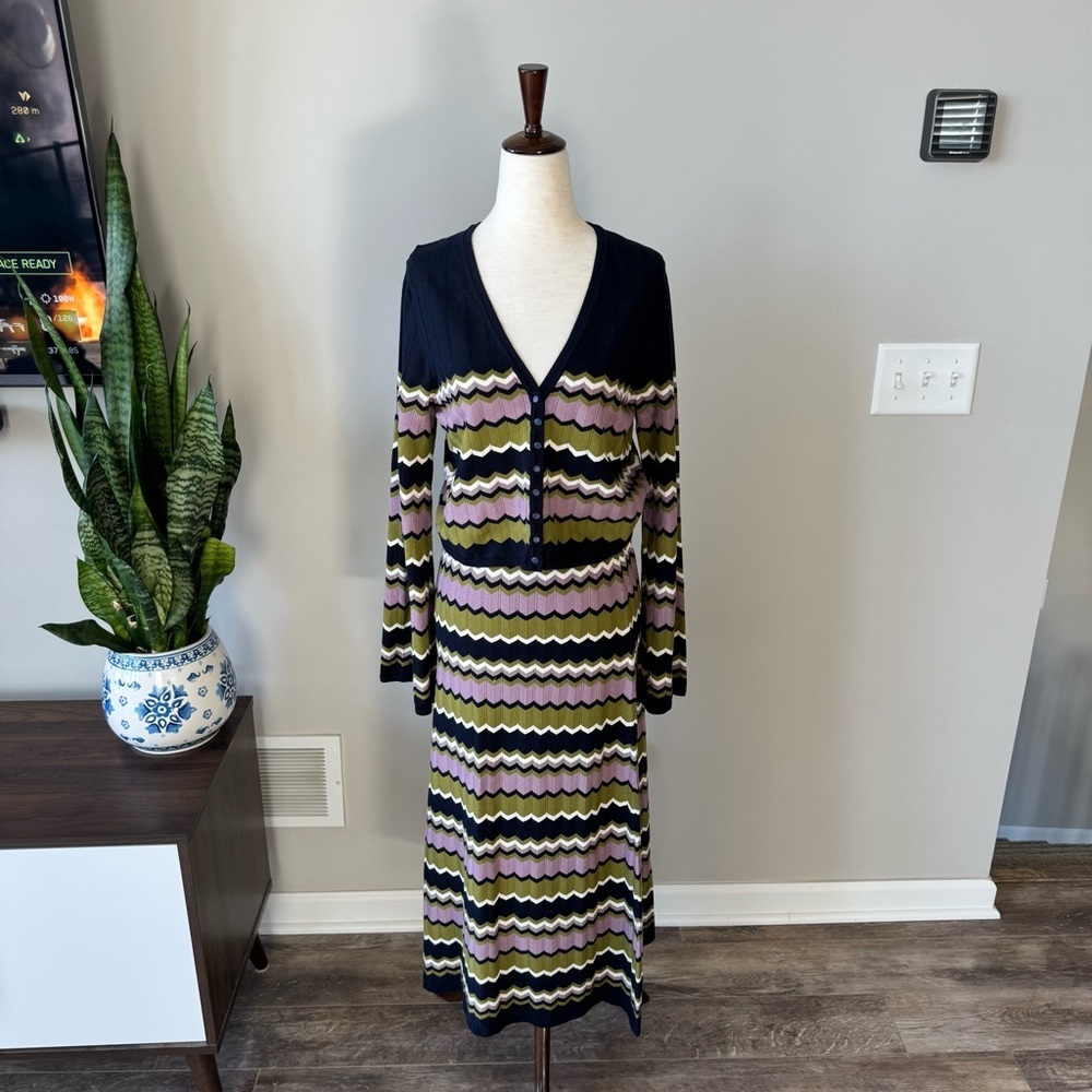 NWT! Sezane Two-Piece Set June Pamiane Chevron Sweater Skirt and Cardigan - Picture 3 of 14